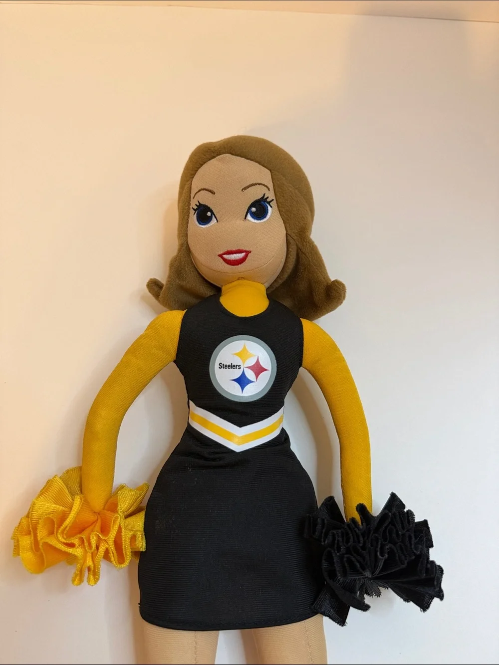 Pittsburgh Steelers Cheerleader Plush Doll NFL Stuffed Toy Black Gold